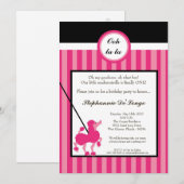 5 x 7 Girl Pink Poodle Paris Birthday Par Uitnodig Kaart (Voorkant / Achterkant)