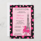 5 x 7 Girl Pink Poodle Paris Birthday Par Uitnodig Kaart (Voorkant)
