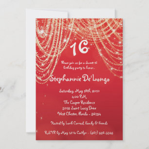 5 x 7 Glitz Glimmer Sweet 16 Birthday Invitation Kaart