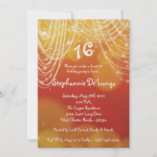 5 x 7 Glitz Glimmer Sweet 16 Birthday Invitation Kaart