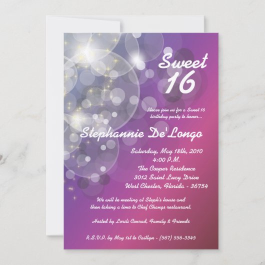 5 x 7 Glitz Glimmer Sweet 16 Birthday Invitation Kaart (Voorkant)