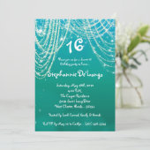 5 x 7 Glitz Glimmer Sweet 16 Birthday Invitation Kaart (Staand voorkant)