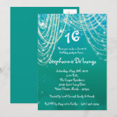 5 x 7 Glitz Glimmer Sweet 16 Birthday Invitation Kaart (Voorkant / Achterkant)