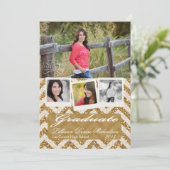 5 x 7 Gold Glitter Chevron Strip Hogere Aankondigi Aankondiging (Staand voorkant)