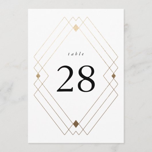 5 x 7 gouden witte klassieke bruiloft tafel nummer (Voorkant)