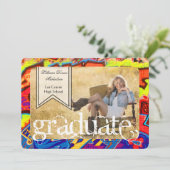 5 x 7 Graffiti Paint Air Brush Senior Aankondiging (Staand voorkant)