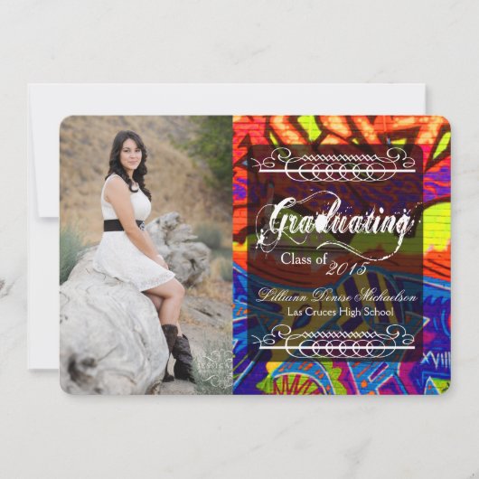 5 x 7 Graffiti Paint Air Brush Senior Aankondiging (Voorkant)