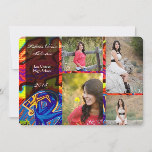 5 x 7 Graffiti Paint Air Brush Senior Aankondiging (Voorkant)