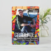 5 x 7 Graffiti Paint Air Brush Senior Aankondiging (Staand voorkant)