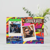 5 x 7 Graffiti Paint Air Brush Senior Aankondiging (Staand voorkant)