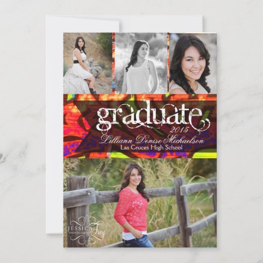 5 x 7 Graffiti Paint Air Brush Senior Aankondiging (Voorkant)