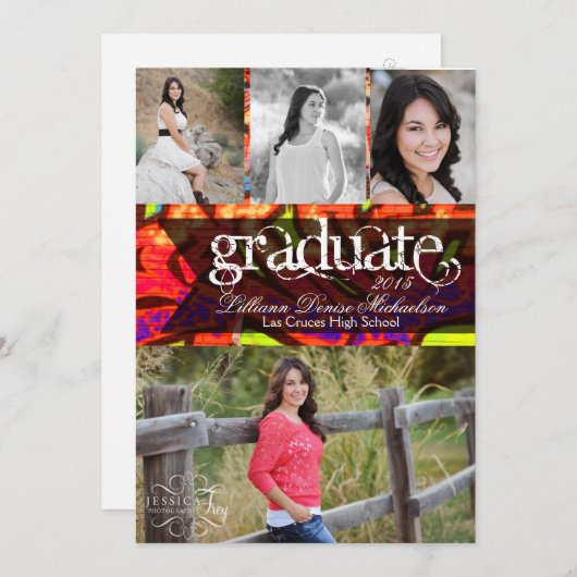 5 x 7 Graffiti Paint Air Brush Senior Aankondiging (Voorkant / Achterkant)