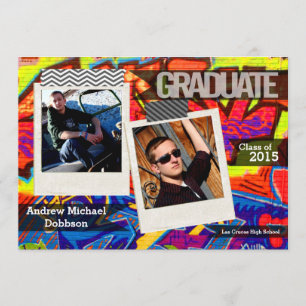 5 x 7 Graffiti Paint Air Brush Senior Aankondiging
