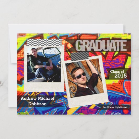 5 x 7 Graffiti Paint Air Brush Senior Aankondiging (Voorkant)