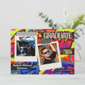 5 x 7 Graffiti Paint Air Brush Senior Aankondiging (Staand voorkant)