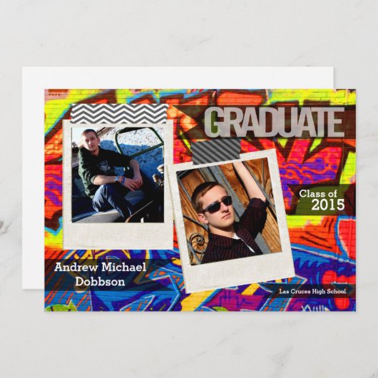 5 x 7 Graffiti Paint Air Brush Senior Aankondiging (Voorkant / Achterkant)