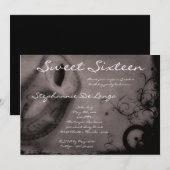 5 x 7 Gray Masquerade Sweet 16 Birthday Uitnodigin Kaart (Voorkant / Achterkant)