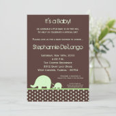 5 x 7 Green Neut Mod Elephant Baby shower Invitati Kaart (Staand voorkant)