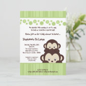 5 x 7 Green Pop Monkey Neutra Baby shower Invitati Kaart (Staand voorkant)