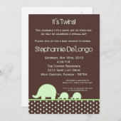 5 x 7 Green Twin Mod Elephant Baby shower Invitati Kaart (Voorkant / Achterkant)