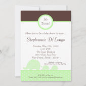 5 x 7 Green Twin Mod Elephant Baby shower Invitati Kaart (Voorkant)