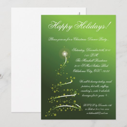 5 x 7 Green XMAS Tree-kerstfeest Kaart (Voorkant / Achterkant)