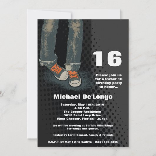 5 x 7 Grunge Sneakers 61 Birthday Invitation Kaart (Voorkant)