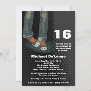 5 x 7 Grunge Sneakers 61 Birthday Invitation Kaart