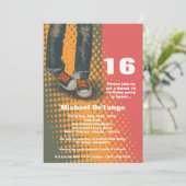 5 x 7 Grunge Sneakers Zestien Birthday Uitnodiging (Staand voorkant)