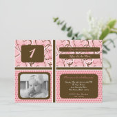 5 x 7 Heart PolkaDot Foto Birthday Party Invitatio Kaart (Staand voorkant)