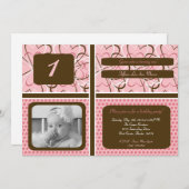 5 x 7 Heart PolkaDot Foto Birthday Party Invitatio Kaart (Voorkant / Achterkant)