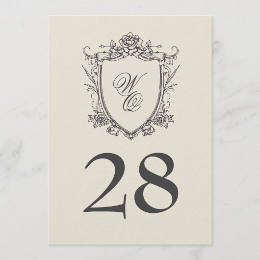 5 x 7  Houtskoolkam Beige Tafelnummer (Voorkant)