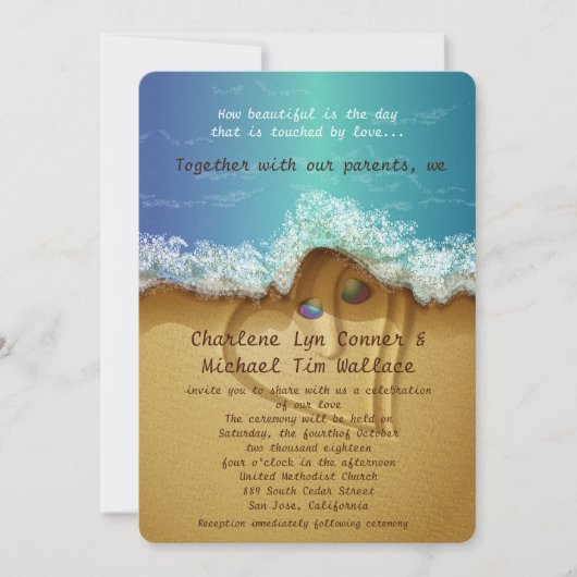 5 x 7-inch Beach Shell Wedding Invitation Kaart (Voorkant)