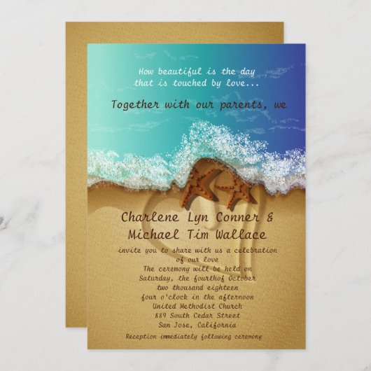 5 x 7-inch Beach Weddenschap Kaart (Voorkant / Achterkant)