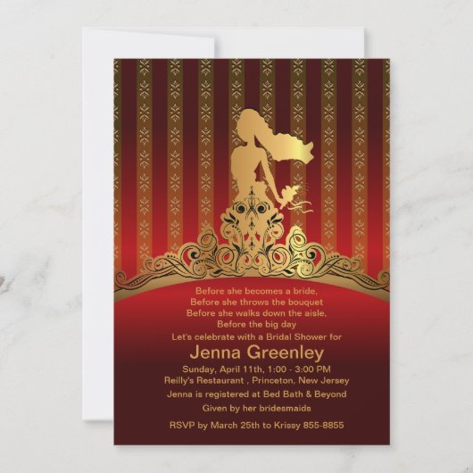 5 x 7 inch Bridal Princess Golden Crown Invitation Kaart (Voorkant)