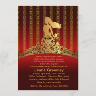 5 x 7 inch Bridal Princess Golden Crown Invitation Kaart