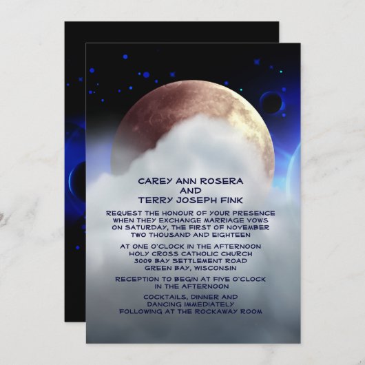 5 x 7-inch Deep Space Planets Weddenschap Kaart (Voorkant / Achterkant)