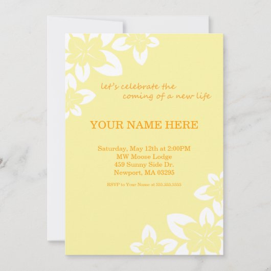 5 x 7 inch Eenvoudige uitnodiging voor geel Baby s (Voorkant)