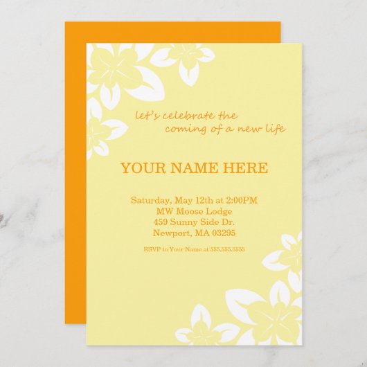5 x 7 inch Eenvoudige uitnodiging voor geel Baby s (Voorkant / Achterkant)