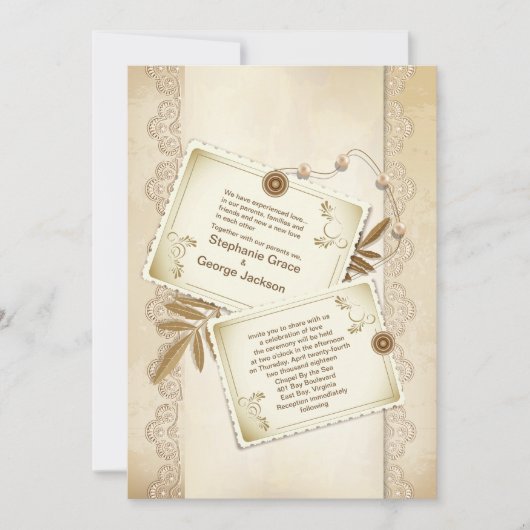 5 x 7-inch Elegant Grunge Wedding Invitatio Kaart (Voorkant)