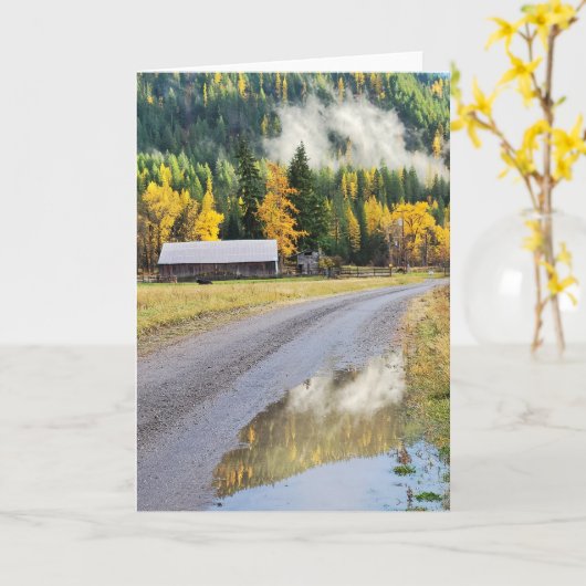 5 x 7 inch gevouwen Kaart || Sunny Herfst Puddle (Gele Bloem)