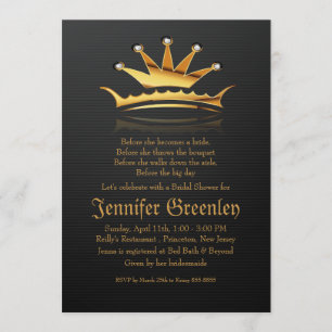 5 x 7 inch Gold Royal Queen Crown Invitation Kaart