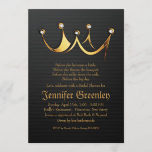 5 x 7-inch Gold Royal Queen Crown Vrijgezellenfees Kaart