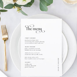 5 x 7-inch Klassieke Weddenstabel-menukaarten, fla Menu