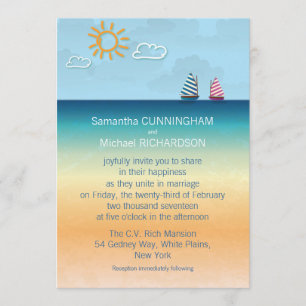 5 x 7 inch Ocean Sand Beach Theme Weddenschap Kaart