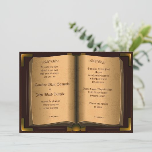 *5 x 7-inch oude lederen bruiloft kaart (Staand voorkant)