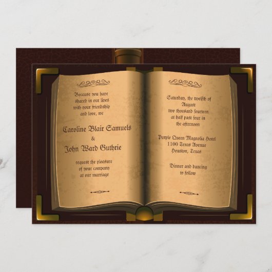 *5 x 7-inch oude  lederen bruiloft kaart (Voorkant / Achterkant)