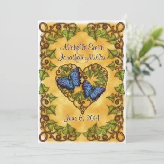 5 x 7-inch Paarse vlinder en zware hartaanval Kaart (Staand voorkant)