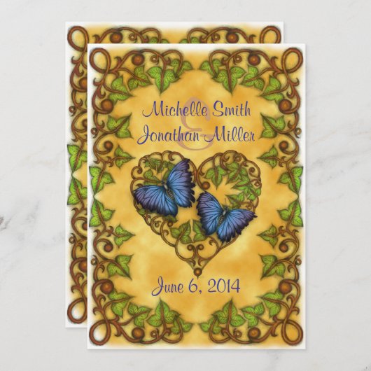 5 x 7-inch Paarse vlinder en zware hartaanval Kaart (Voorkant / Achterkant)