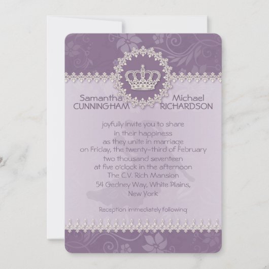 5 x 7 inch Pink Floral Crown Wedding Passport Kaart (Voorkant)